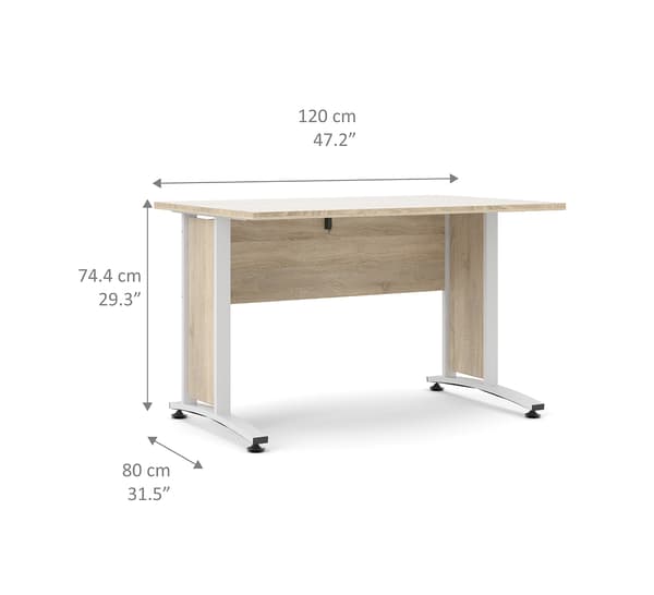 Prisme skrivebord B eik struktur dekor og hvit.
