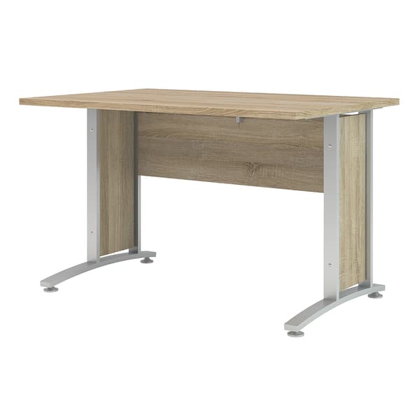 Prisme skrivebord C eik struktur dekor og sølvgrå stål.