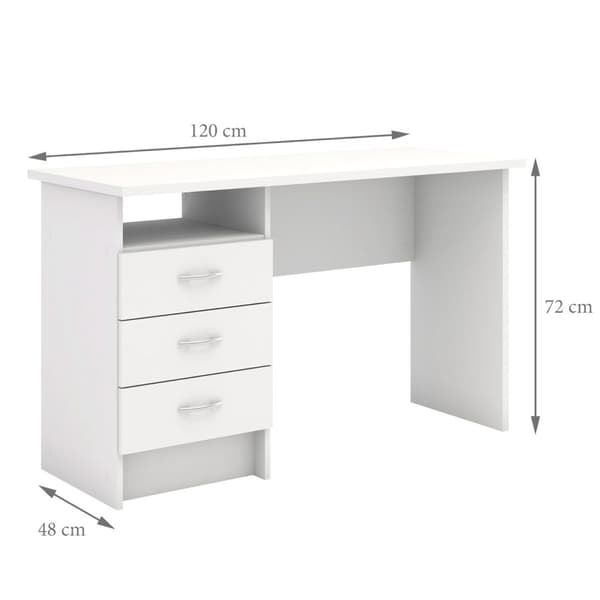 Fula skrivebord 3 skuffer hvit.