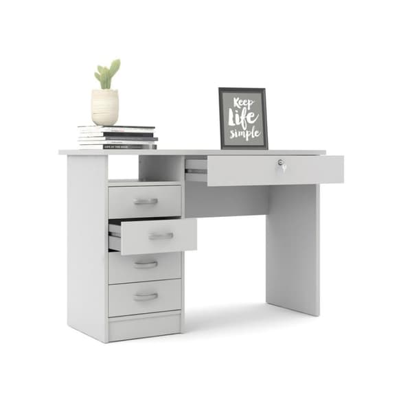 Fula skrivebord 5 skuffer hvit.