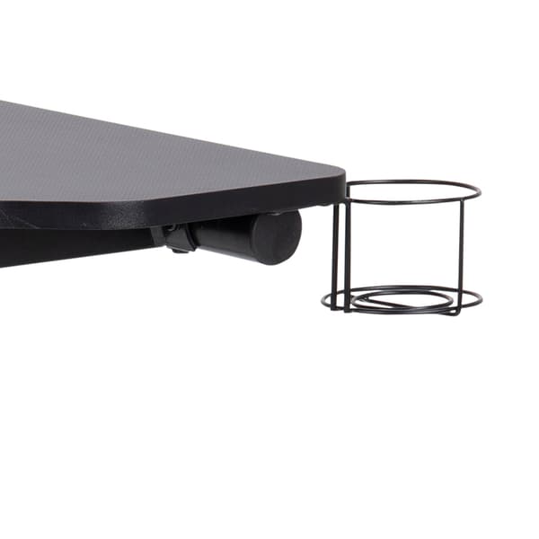 Trops skrivebord til gamer med kopholder svart.
