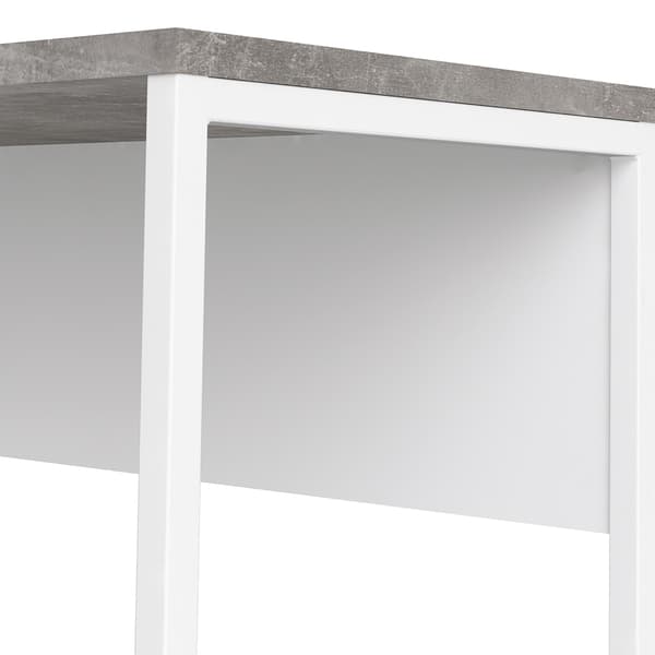 Plus skrivebord hjørneskrivebord med 3 hyller og 2 skuffer, hvit/betong dekor.
