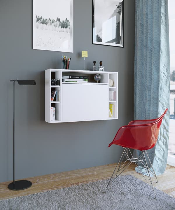 Wandila skrivebord , laptopbord vegghengt skriveplate og 7 rom hvit.