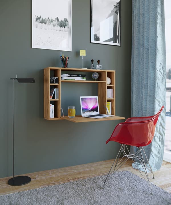 Wandila skrivebord , laptopbord vegghengt skriveplate og 7 rom honning eik dekor.