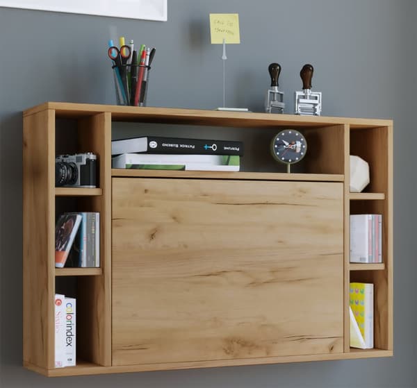 Wandila skrivebord , laptopbord vegghengt skriveplate og 7 rom honning eik dekor.