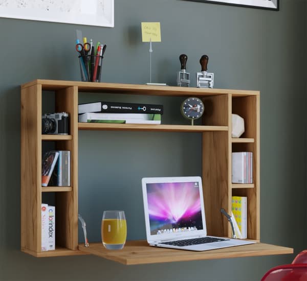 Wandila skrivebord , laptopbord vegghengt skriveplate og 7 rom honning eik dekor.