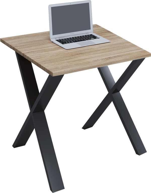 Lona skrivebord 80x80 cm X-ben Sonoma eik dekor, svart.