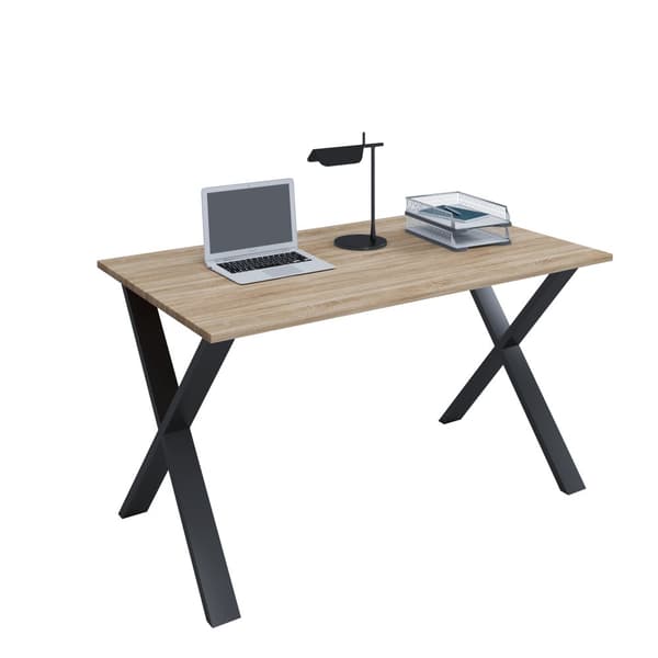 Lona skrivebord 140x80 cm X-ben Sonoma eik dekor, svart.