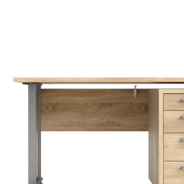 Prisme skrivebord med skuffemodul på hjul, eik dekor