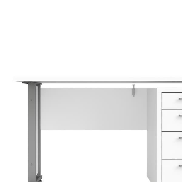 Prisme skrivebord med skuffemodul på hjul, hvit