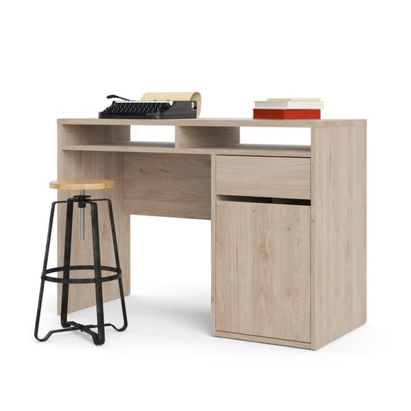 Fula skrivebord 1 skuff og 1 dør hickory dekor .