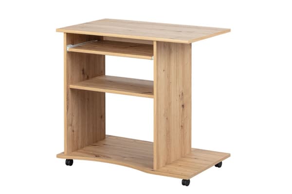 Addu skrivebord 1 tastaturhylle, 4 ruller, 1 oppbevaringsrom, eik artisan dekor.