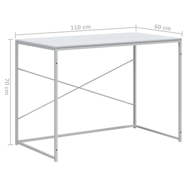 vidaXL Datorbord vit 110x60x70 cm spånskiva