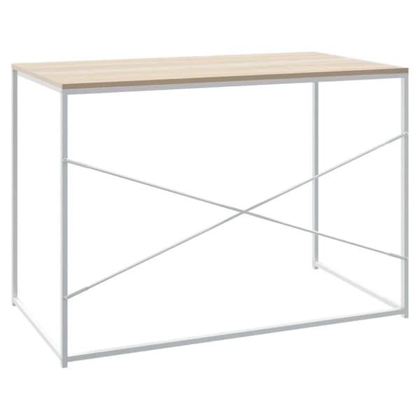 vidaXL Tietokonepöytä valkoinen ja Sonoma-tammi 110x60x70 cm lastulevy