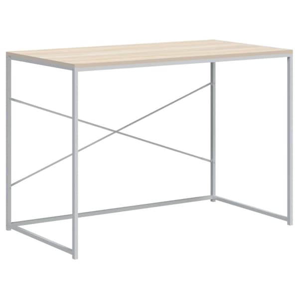 vidaXL Tietokonepöytä valkoinen ja Sonoma-tammi 110x60x70 cm lastulevy