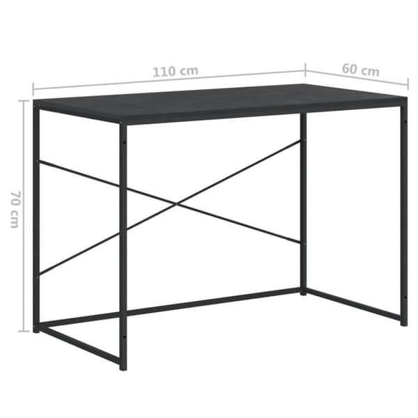 vidaXL computerbord 110x60x70 cm konstrueret træ sort