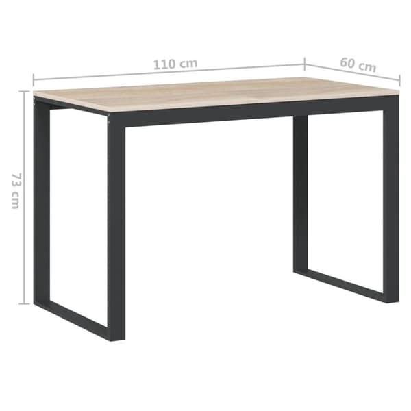 vidaXL Tietokonepöytä musta ja tammi 110x60x73 cm lastulevy