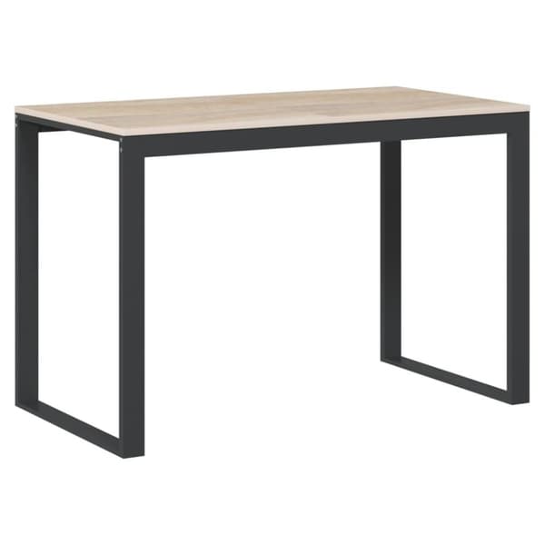 vidaXL computerbord 110x60x73 cm spånplade sort og egetræ