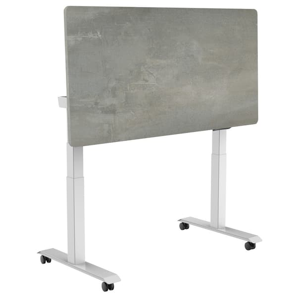 Elektrisk justerbart, sammenklappeligt og mobilt skrivebord - 160x80 cm - Hvid / Betonlook grå