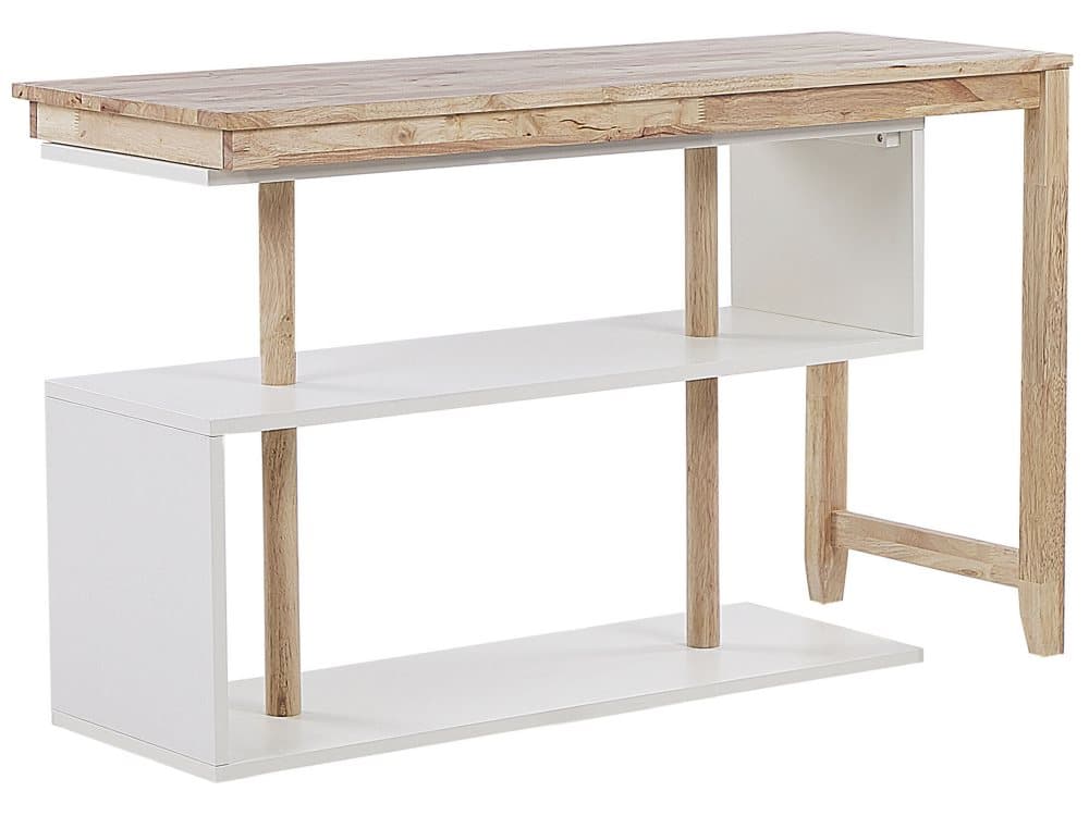 Skrivbord med hyllplan 120 x 45 cm ljus trä/vit CHANDLER