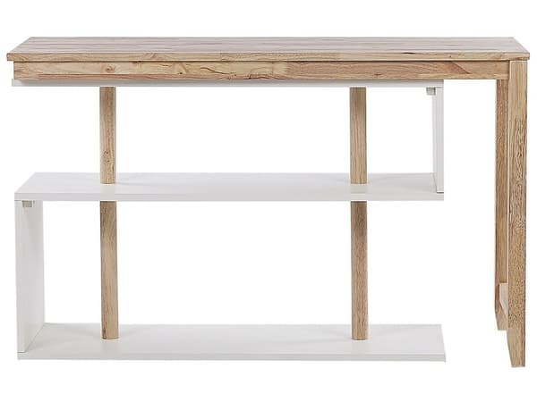 Skrivebord Lyst Træ og Hvid 120 x 45 cm Modulær L-formet Kommode Opbevaring Multifunktionel til Computerbord Kontor Minimalistisk Design