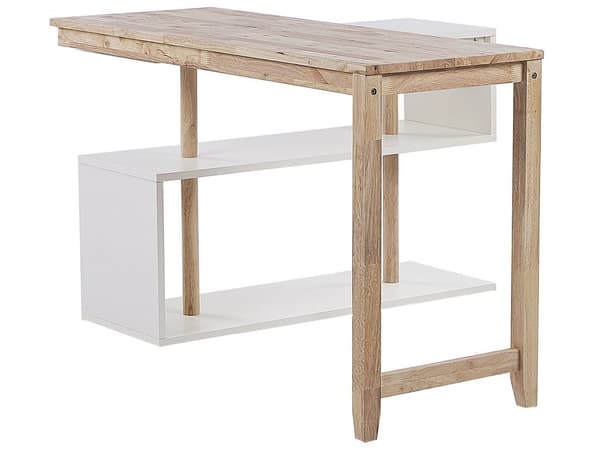 Skrivebord Lyst Træ og Hvid 120 x 45 cm Modulær L-formet Kommode Opbevaring Multifunktionel til Computerbord Kontor Minimalistisk Design