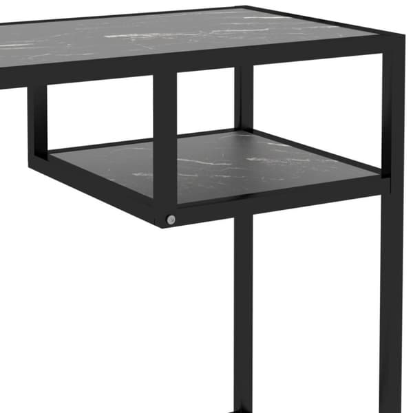 vidaXL Datorbord svart marmor 100x36x74 cm härdat glas