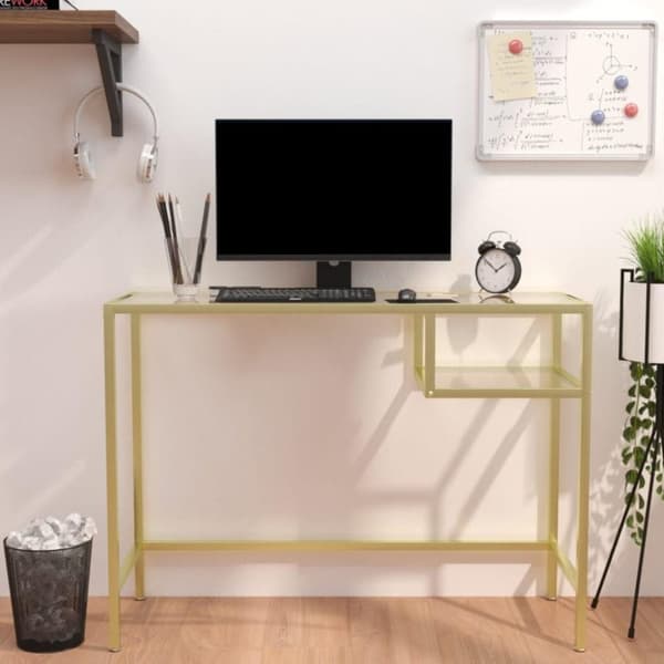 vidaXL Tietokonepöytä läpinäkyvä 100x36x74 cm karkaistu lasi