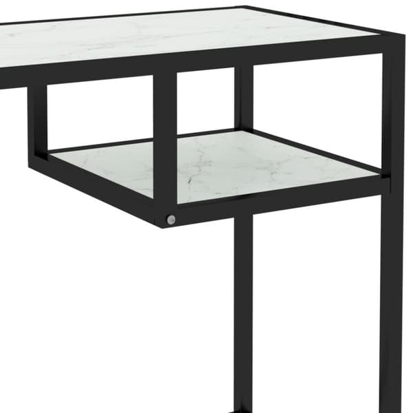vidaXL Datorbord vit marmor 100x36x74 cm härdat glas