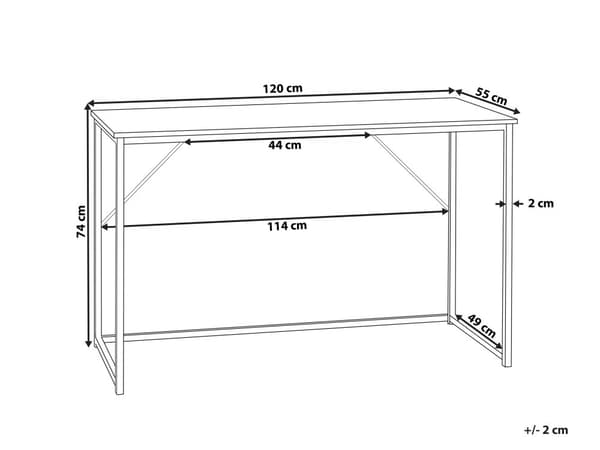 Toimistopöytä tumma puu 120 x 55 cm metallinen runko industriaalinen tyyli