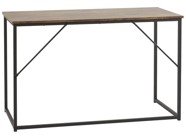 Toimistopöytä tumma puu 120 x 55 cm metallinen runko industriaalinen tyyli