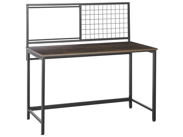 Työpöytä muistitaululla musta/tumma puu 60 x 118 cm industriaalinen tyyli