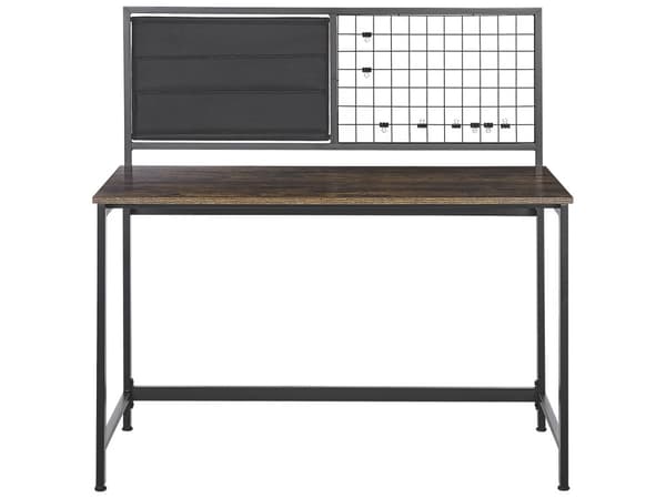 Työpöytä muistitaululla musta/tumma puu 60 x 118 cm industriaalinen tyyli
