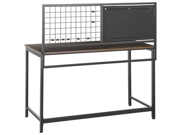 Työpöytä muistitaululla musta/tumma puu 60 x 118 cm industriaalinen tyyli