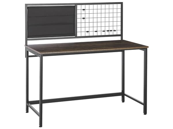 Työpöytä muistitaululla musta/tumma puu 60 x 118 cm industriaalinen tyyli