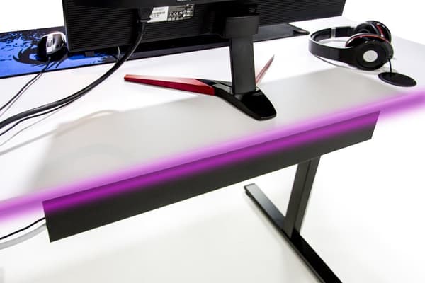 Elektriskt sittande-stående skrivbord - skrivbord 132*65 cm - Höjdjusterbart stående skrivbord till 121 cm - LED RGB - Kabelorganisatorer