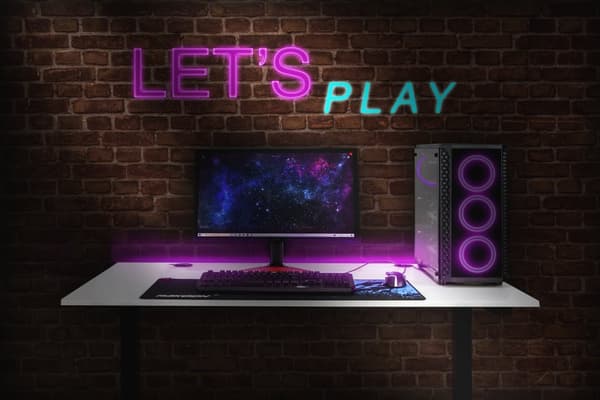 Elektrisk sidde-stå skrivebord - skrivebord 132*65 cm - Højdejusterbart ståbord til 121 cm - LED RGB - Kabelbeholdere