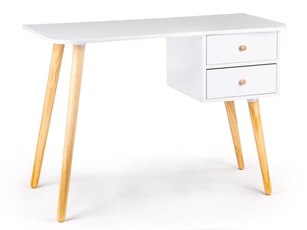 Lasten työpöytä kahdella laatikolla 100 x 48 x 70 - Valkoinen + puu