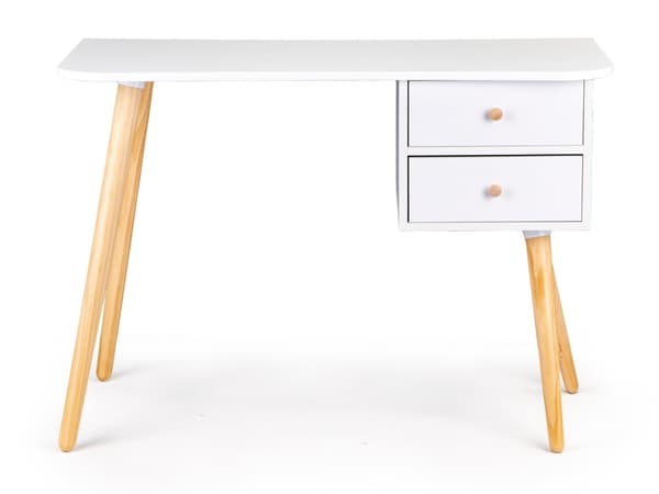 Lasten työpöytä kahdella laatikolla 100 x 48 x 70 - Valkoinen + puu