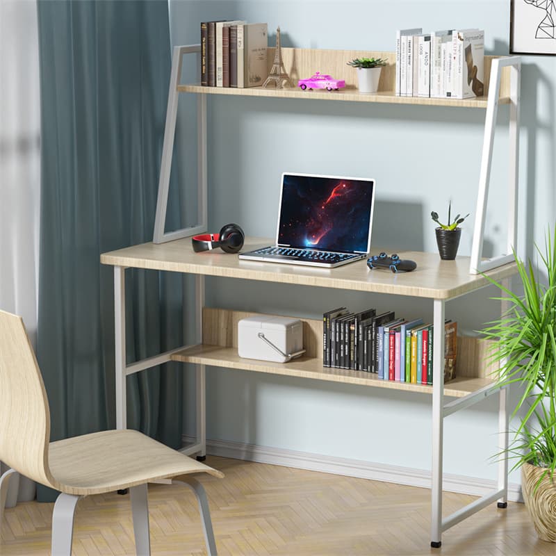 Skrivbord Datorbord Laptopbord Kontorsbord, 1-stycke, med bokhylla Hylla för hemkontor Studie