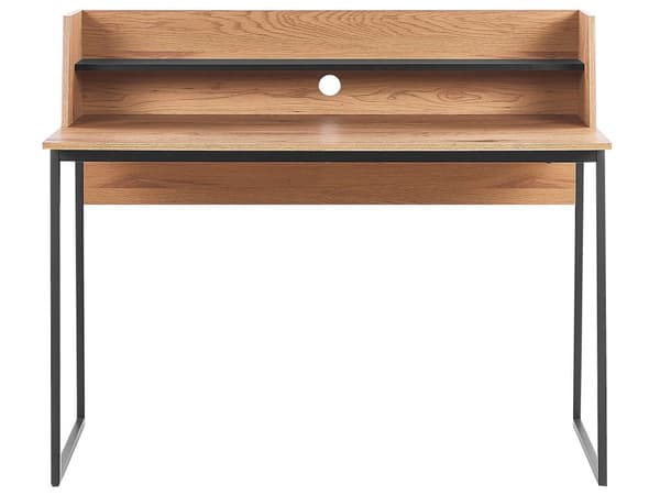 Skrivbord Hemmakontor Ljus Trä med Svart Konstruerad Träskiva 120 x 59 cm med Hylla i Stålram