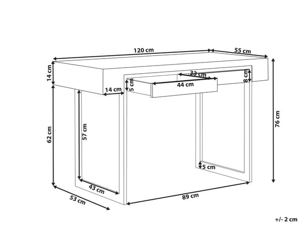 Skrivbord för Hemmakontor Ljust Trä med Svart MDF 120 x 55 cm Stålram med 2 Förvaringslådor
