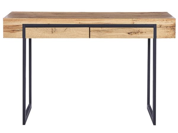 Skrivbord för Hemmakontor Ljust Trä med Svart MDF 120 x 55 cm Stålram med 2 Förvaringslådor