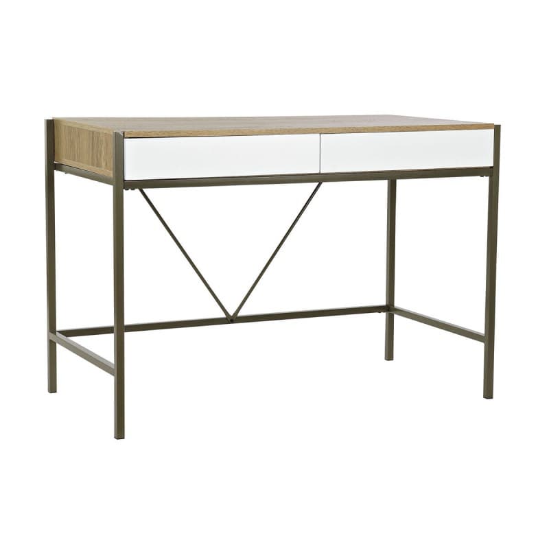 Skrivbord DKD Home Decor Metall Brun MDF Vit (110 x 55 x 76 cm)
