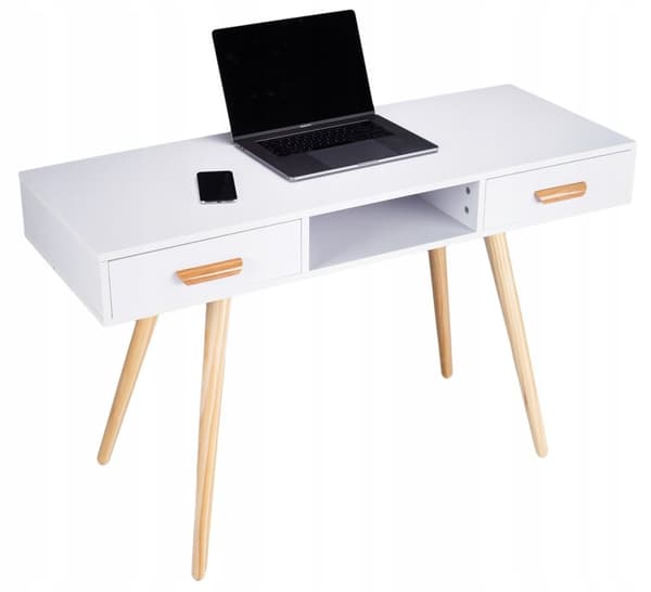 Konsolbord toiletbord - 120 x 45 x 75 cm - Hvid + træ