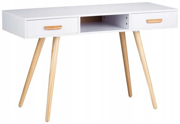 Konsolbord toiletbord - 120 x 45 x 75 cm - Hvid + træ