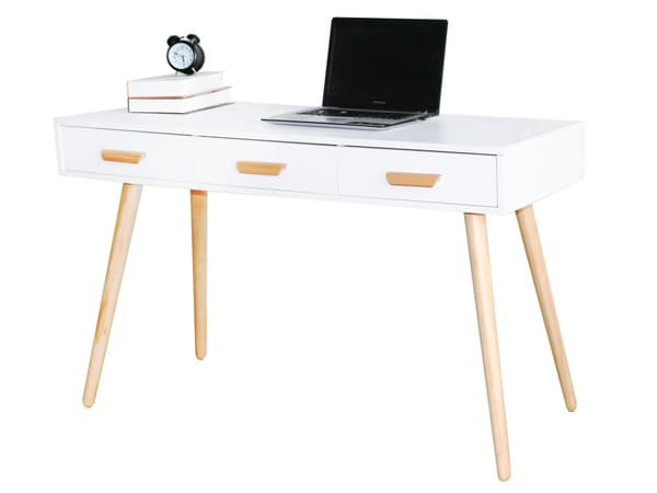 Skrivbord - sidobord - med 3 lådor - 120x45x75 cm - vit
