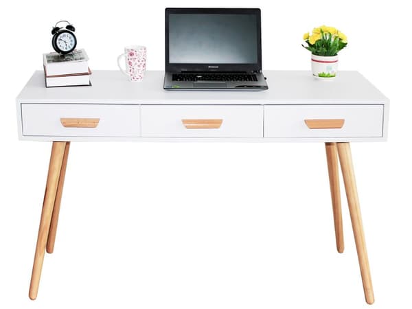 Skrivbord - sidobord - med 3 lådor - 120x45x75 cm - vit