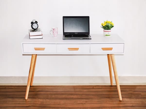 Skrivebord - sidebord - med 3 skuffer - 120x45x75 cm - hvid