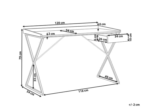Hjemmekontor Skrivebord Mørkt Træ med Sort Konstrueret Træ 120 x 54 cm Stålramme med Opbevaringsskuffe